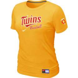 Minnesota Twins Nike Women\'s Yellow Short Sleeve Practice T-Shirt
