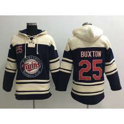 Minnesota Twins #25 Byron Buxton Navy Blue Sawyer Hooded Sweatshirt MLB Hoodie