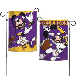 Minnesota Vikings Flag 12x18 Garden Style 2 Sided Disney - Special Order