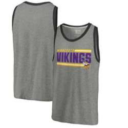 Minnesota Vikings NFL Pro Line by Fanatics Branded Iconic Collection Onside Stripe Tri-Blend Tank Top - Heathered Gray