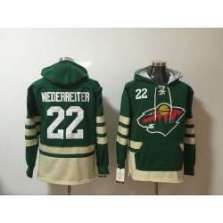 Minnesota Wild #22 Cal Clutterbuck Green All Stitched Hooded Sweatshirt