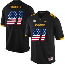 Missouri Tigers 91 Charles Harris Black USA Flag Nike College Football Jersey Dyin