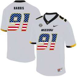 Missouri Tigers 91 Charles Harris White USA Flag Nike College Football Jersey Dyin