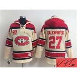 Montreal Canadiens #27 Alex Galchenyuk Cream Stitched Signature Edition Hoodie