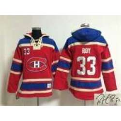 Montreal Canadiens #33 Patrick Roy Red Stitched Signature Edition Hoodie