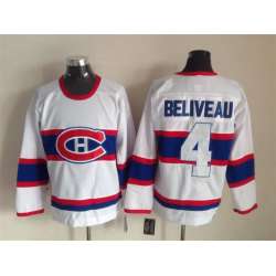 Montreal Canadiens #4 Jean Beliveau White Throwback CCM Jerseys