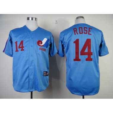 Montreal Expos #14 Rose Throwback Light Blue Jerseys
