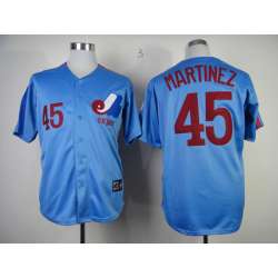 Montreal Expos #45 Martinez Throwback Light Blue Jerseys
