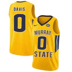 Murray State Racers 0 Mike Davis Yellow College Basketball Jersey Dzhi