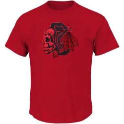 NHL Chicago Blackhawks Red Skull Head Red T-Shirt WEM