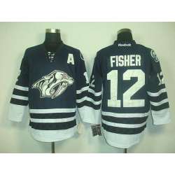 Nashville Predators #12 Fisher Navy Blue Stitched NHL Jersey