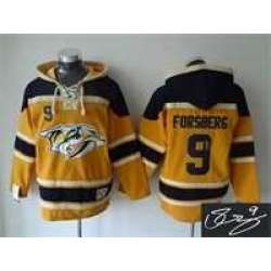 Nashville Predators #9 Filip Forsberg Yellow Stitched Signature Edition Hoodie