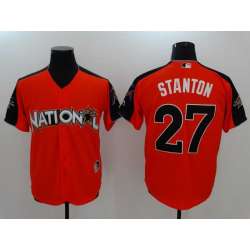 National League #27 Giancarlo Stanton Orange 2017 MLB All Star Game Home Run Derby Player Jersey