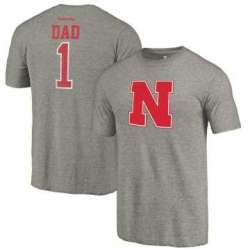 Nebraska Cornhuskers Fanatics Branded Gray Greatest Dad Tri Blend T-Shirt
