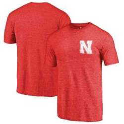 Nebraska Cornhuskers Fanatics Branded Scarlet Primary Logo Left Chest Distressed Tri Blend T-Shirt
