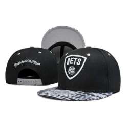 Nets Team Logo Black Mitchell & Ness Adjustable Hat LT