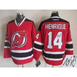 New Jersey Devils Devils #14 Adam Henrique Red With Black Signature Edition Jerseys