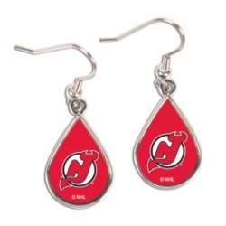 New Jersey Devils Earrings Tear Drop Style - Special Order