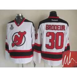 New Jersey Devils #30 Martin Brodeur White Signature Edition Jerseys