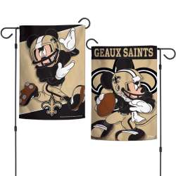 New Orleans Saints Flag 12x18 Garden Style 2 Sided Disney - Special Order