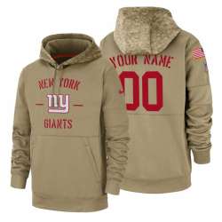 New York Giants Customized Nike Tan Salute To Service Name & Number Sideline Therma Pullover Hoodie