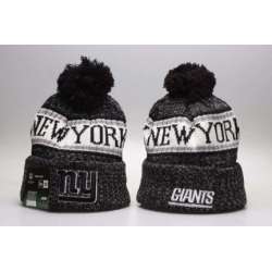 New York Giants Fresh Logo Black Pom Knit Hat YP