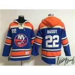 New York Islanders #22 Mike Bossy Blue Stitched Signature Edition Hoodie