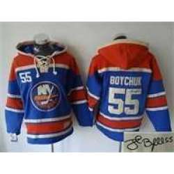 New York Islanders #55 Johnny Boychuk Blue Stitched Signature Edition Hoodie