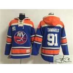 New York Islanders #91 John Tavares Blue Stitched Signature Edition Hoodie