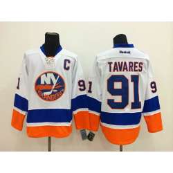 New York Islanders #91 John Tavares White Jerseys