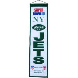 New York Jets Banner 8x32 Wool Heritage Super Bowl 3