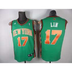 New York Knicks #17 Jeremy Lin St. Patricks Day Green Jerseys