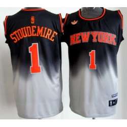New York Knicks #1 Amare Stoudemire Black And Gray Fadeaway Fashion Jerseys