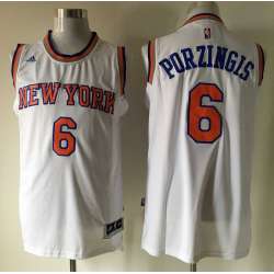 New York Knicks #6 Kristaps Porzingis White Stitched Jerseys