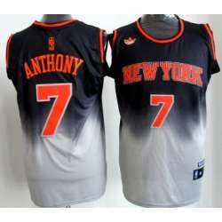 New York Knicks #7 Carmelo Anthony Black And Gray Fadeaway Fashion Jerseys