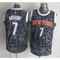 New York Knicks #7 Carmelo Anthony Black City Luminous Stitched Jersey