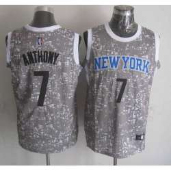 New York Knicks #7 Carmelo Anthony Gray City Luminous Stitched Jersey