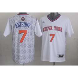 New York Knicks #7 Carmelo Anthony Revolution 30 Swingman 2014 Noche Latina White Jerseys