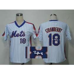 New York Mets #18 Strawberry White Signature Edition Jerseys
