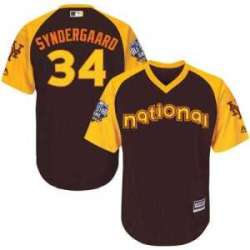 New York Mets #34 Noah Syndergaard Brown Men\'s 2016 All Star National League Stitched Baseball Jersey