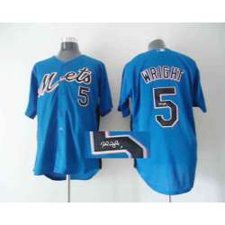 New York Mets #5 David Wright Light Blue Signature Edition Jerseys