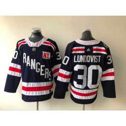 New York Rangers 30 Henrik Lundqvist Navy Adidas Stitched Jersey