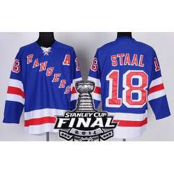 New York Rangers #18 Marc Staal 2014 Stanley Cup Light Blue Jersey