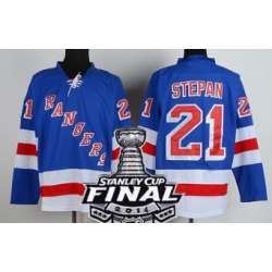 New York Rangers #21 Derek Stepan 2014 Stanley Cup Light Blue Jersey