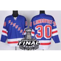 New York Rangers #30 Henrik Lundqvist 2014 Stanley Cup Light Blue Jersey