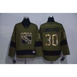 New York Rangers #30 Henrik Lundqvist Green Salute to Service Stitched Hockey Jersey