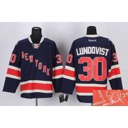 New York Rangers #30 Lundovist Dark Blue Signature Edition Jerseys