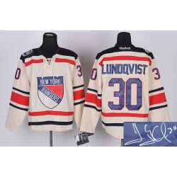 New York Rangers #30 Lundqvist Cream Signature Edition Jerseys