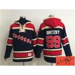 New York Rangers #99 Wayne Gretzky Dark Blue Stitched Signature Edition Hoodie