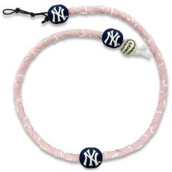 New York Yankees Necklace Frozen Rope Baseball Leather Pink CO